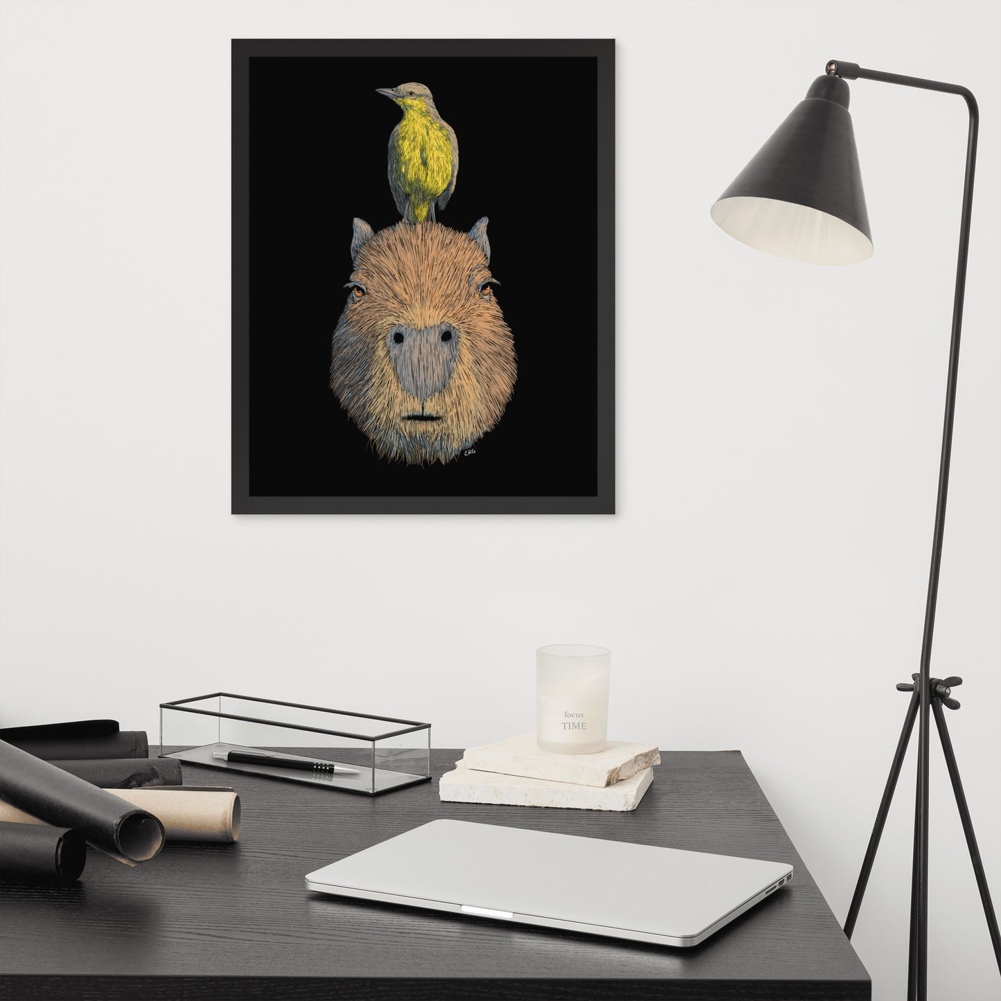 Capybara with Bird Digital Download Art Print