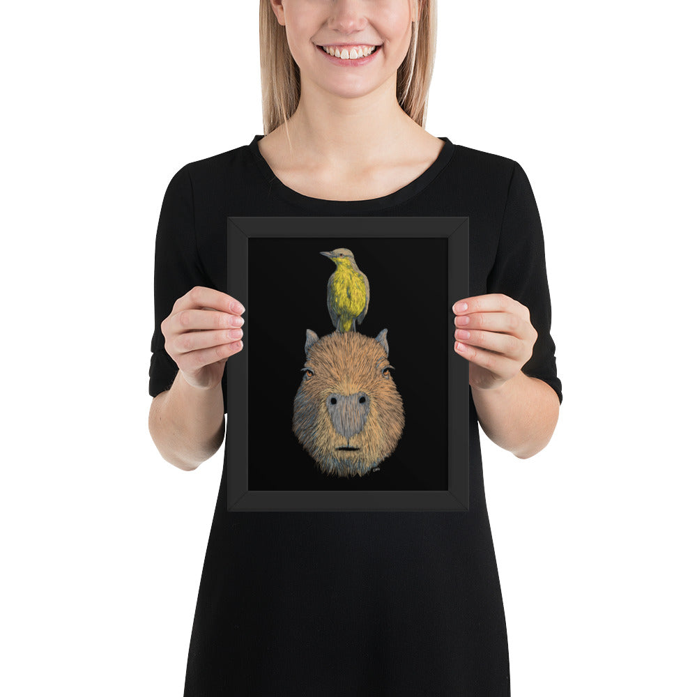 Capybara with Bird Digital Download Art Print