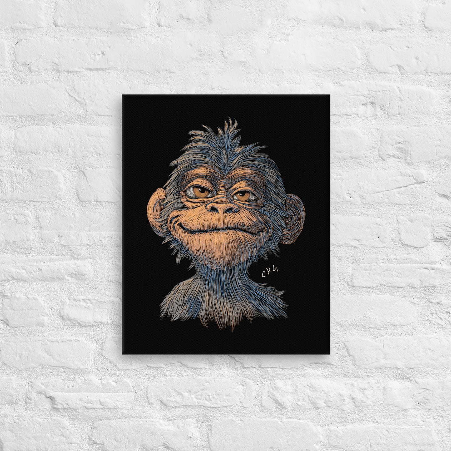 Smiling Chimpanzee Canvas Art Print