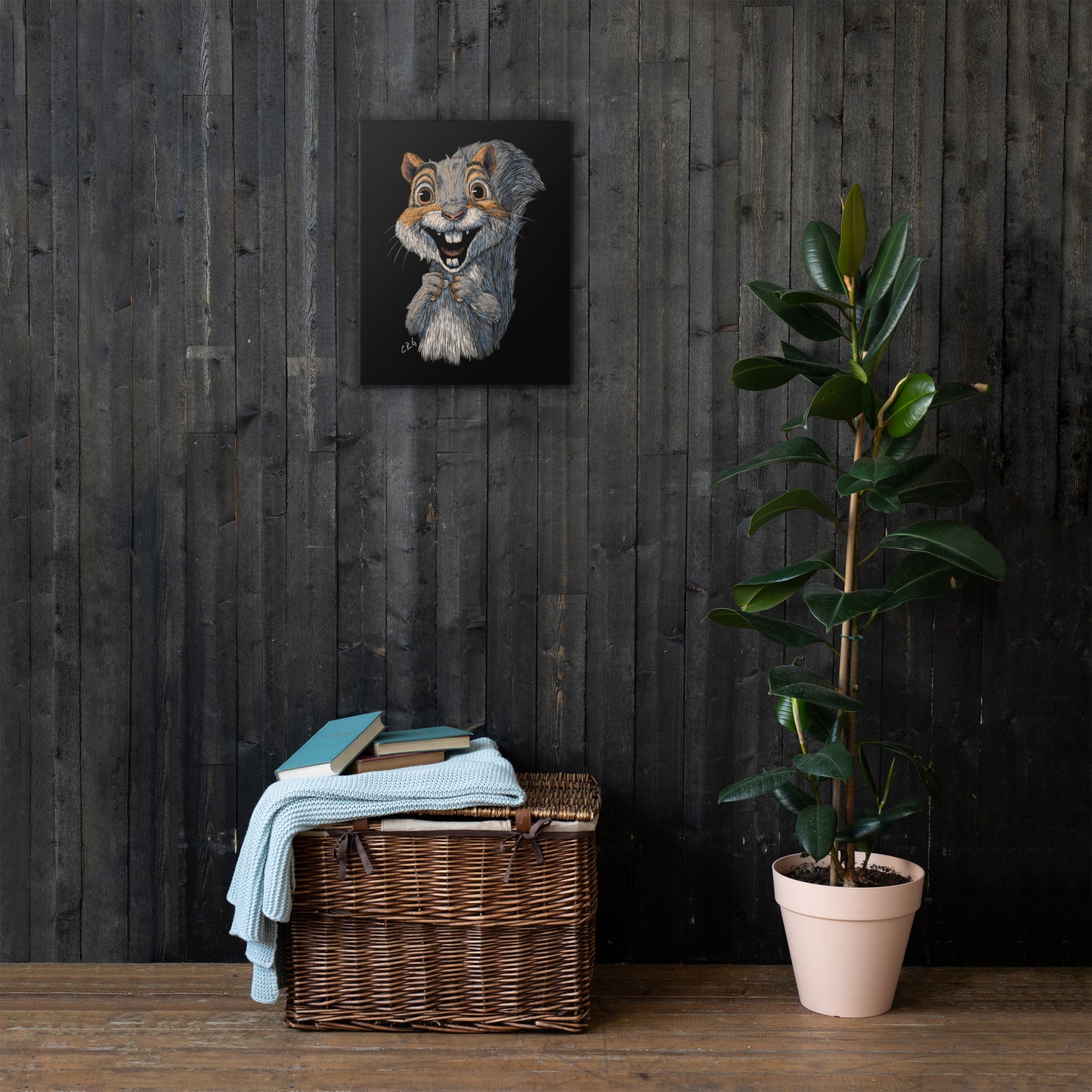 Smiling Gray Squirrel Canvas Art Print