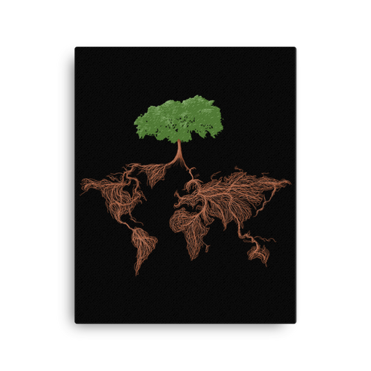 Tree with Earth Map Roots Art Prints