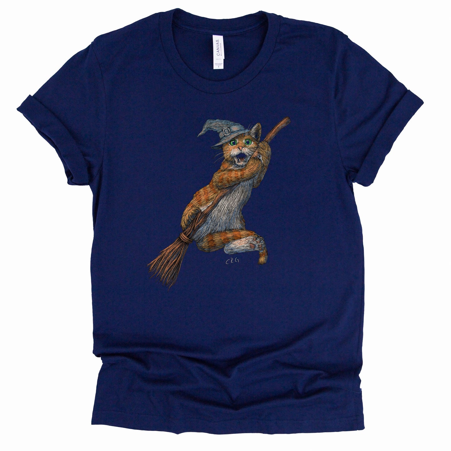 Funny Halloween Cat Falling Off Broom Shirt