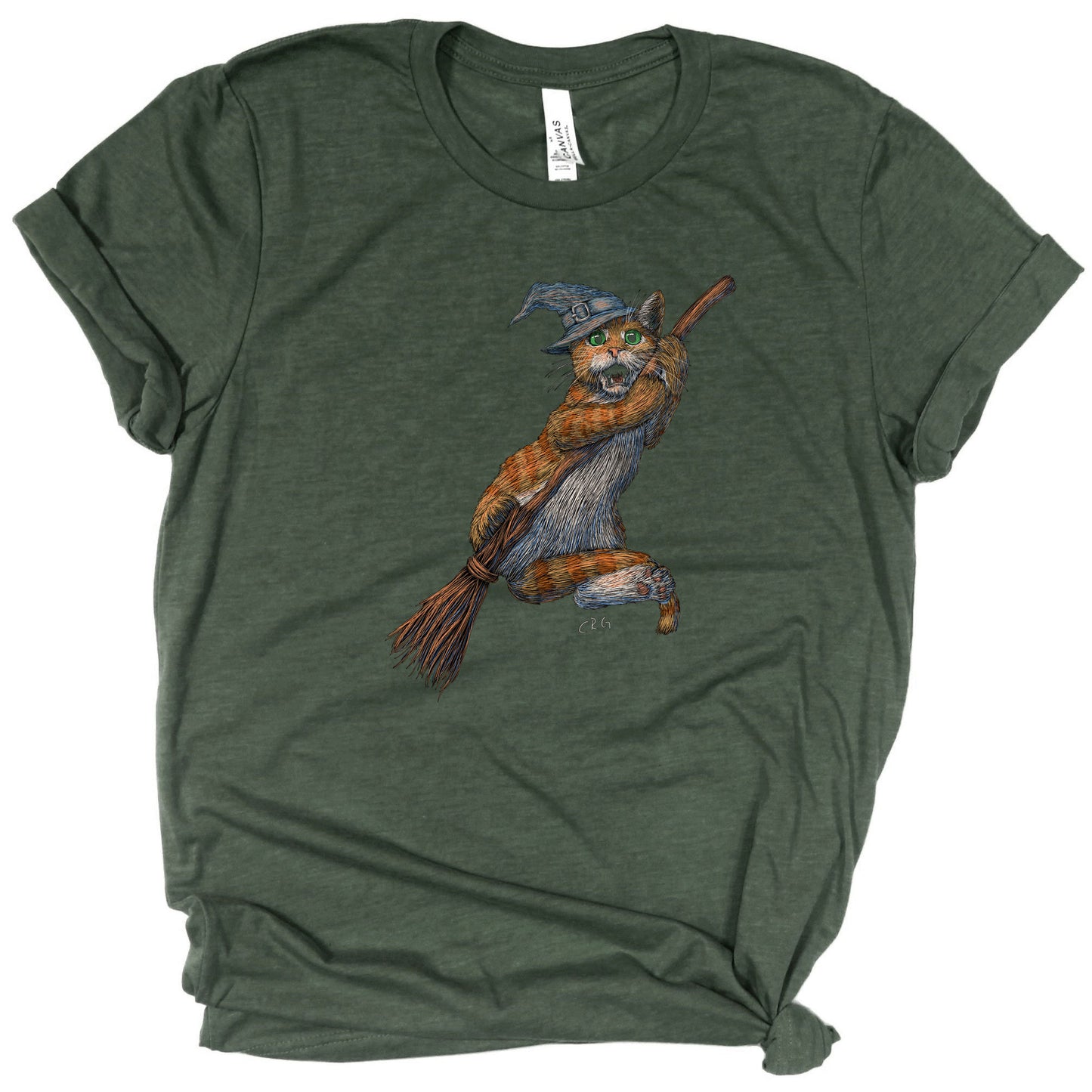 Funny Halloween Cat Falling Off Broom Shirt