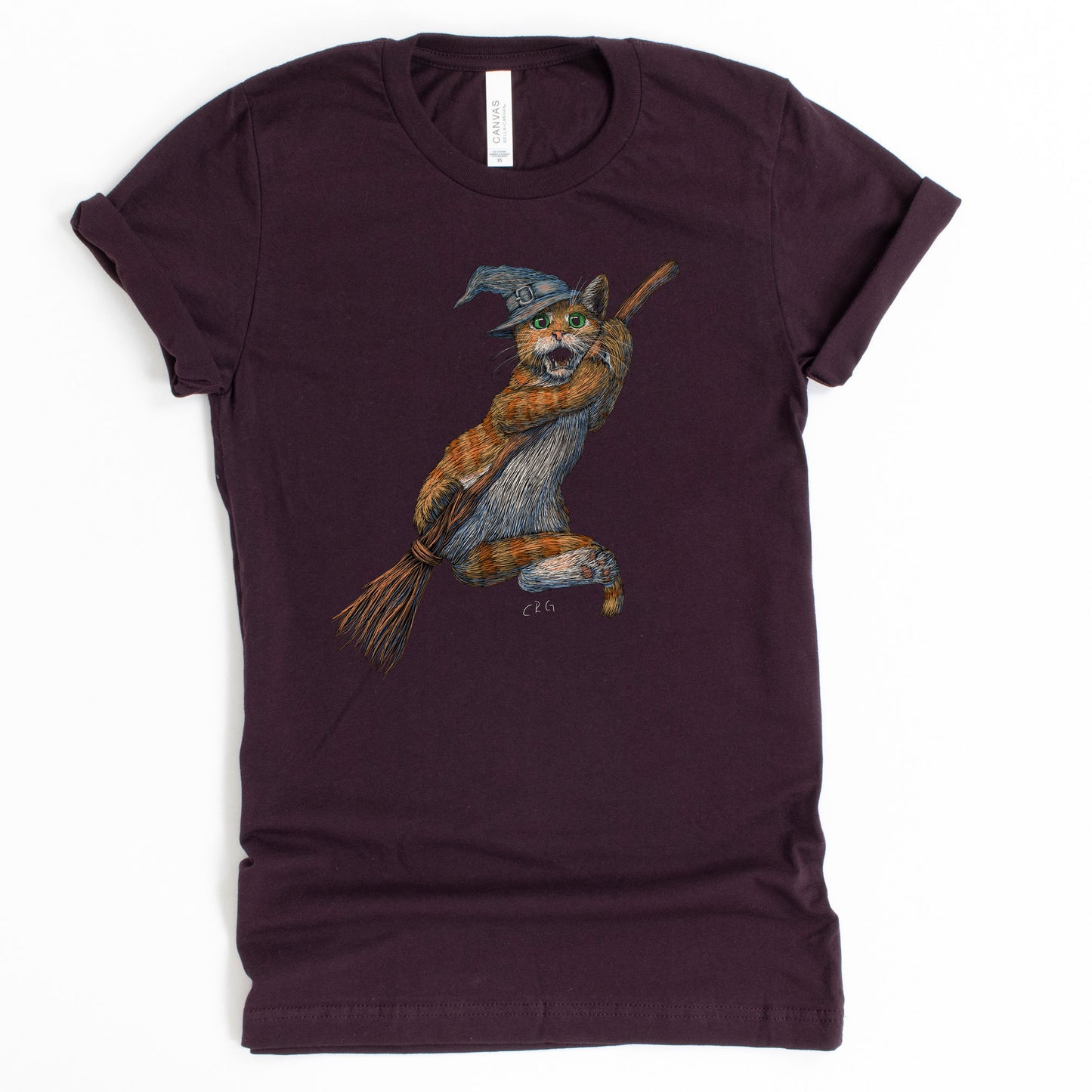 Funny Halloween Cat Falling Off Broom Shirt