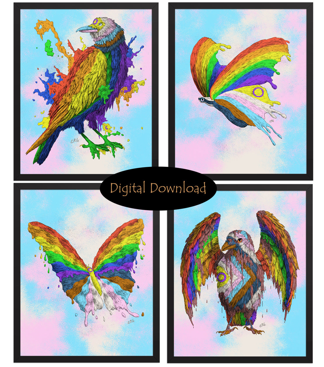 Animals Dripping Pride LGBTQ Downloadable Art Bundle