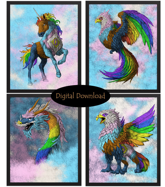 LGBTQ Pride Mythological Creatures Downloadable Art Bundle