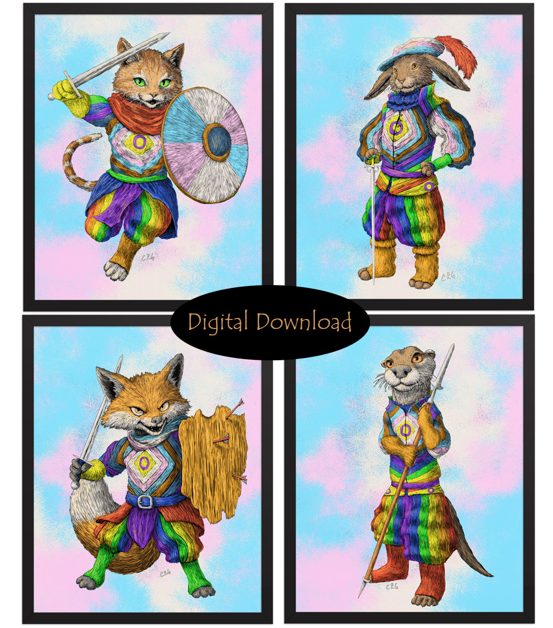 Pride Animal Warriors Downloadable Art Bundle