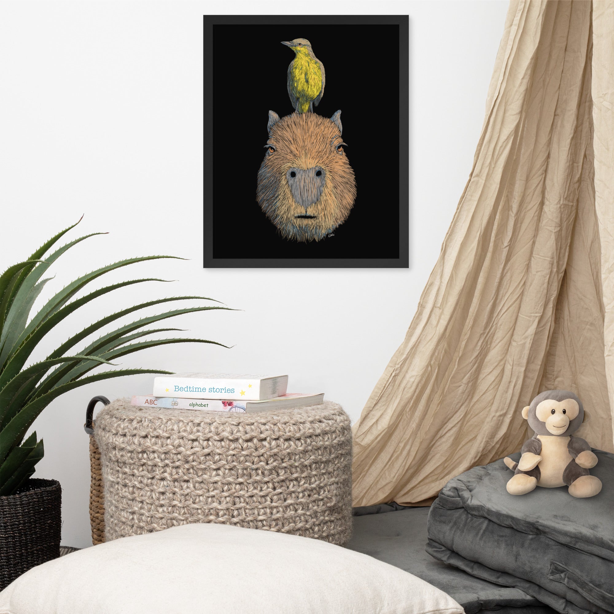 Capybara with Bird Digital Download Art Print