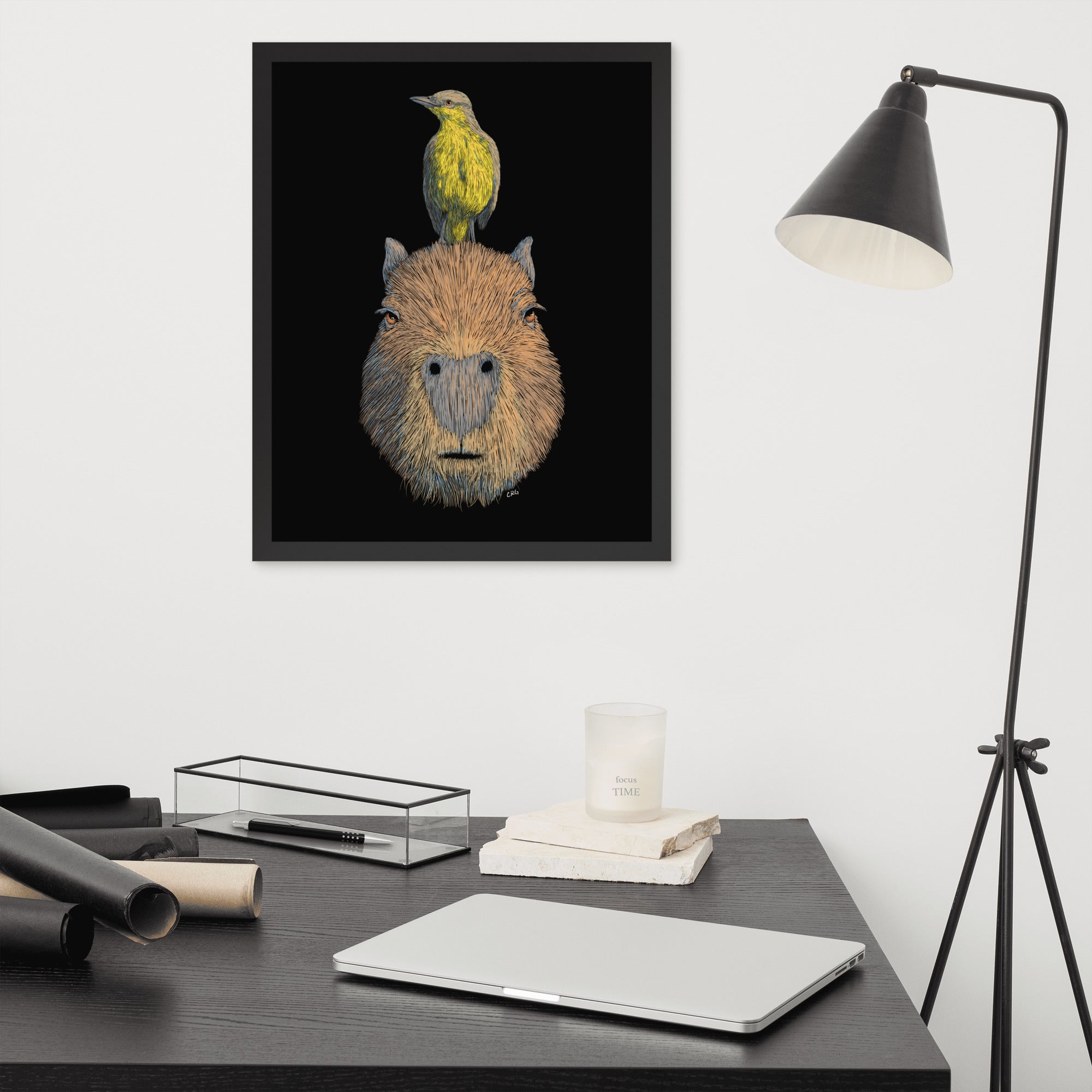 Capybara with Bird Digital Download Art Print