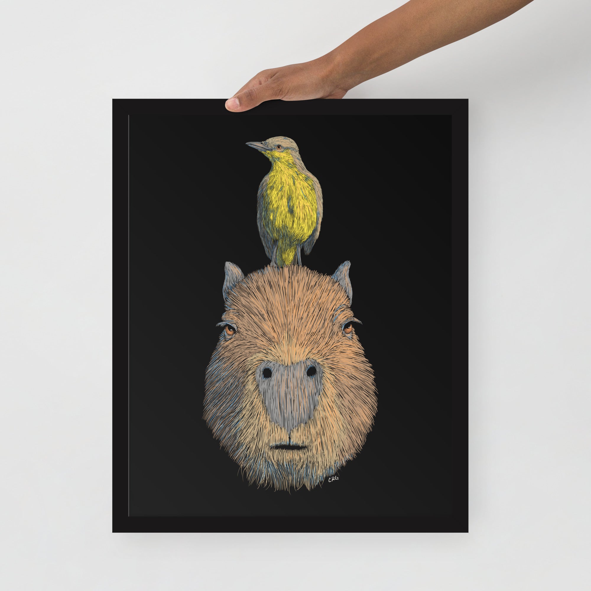 Capybara with Bird Digital Download Art Print