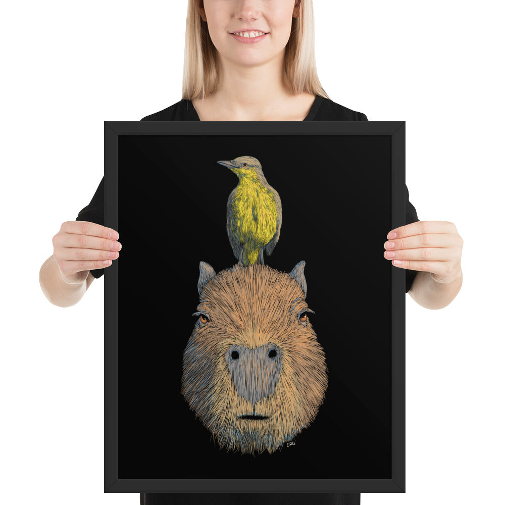 Capybara with Bird Digital Download Art Print