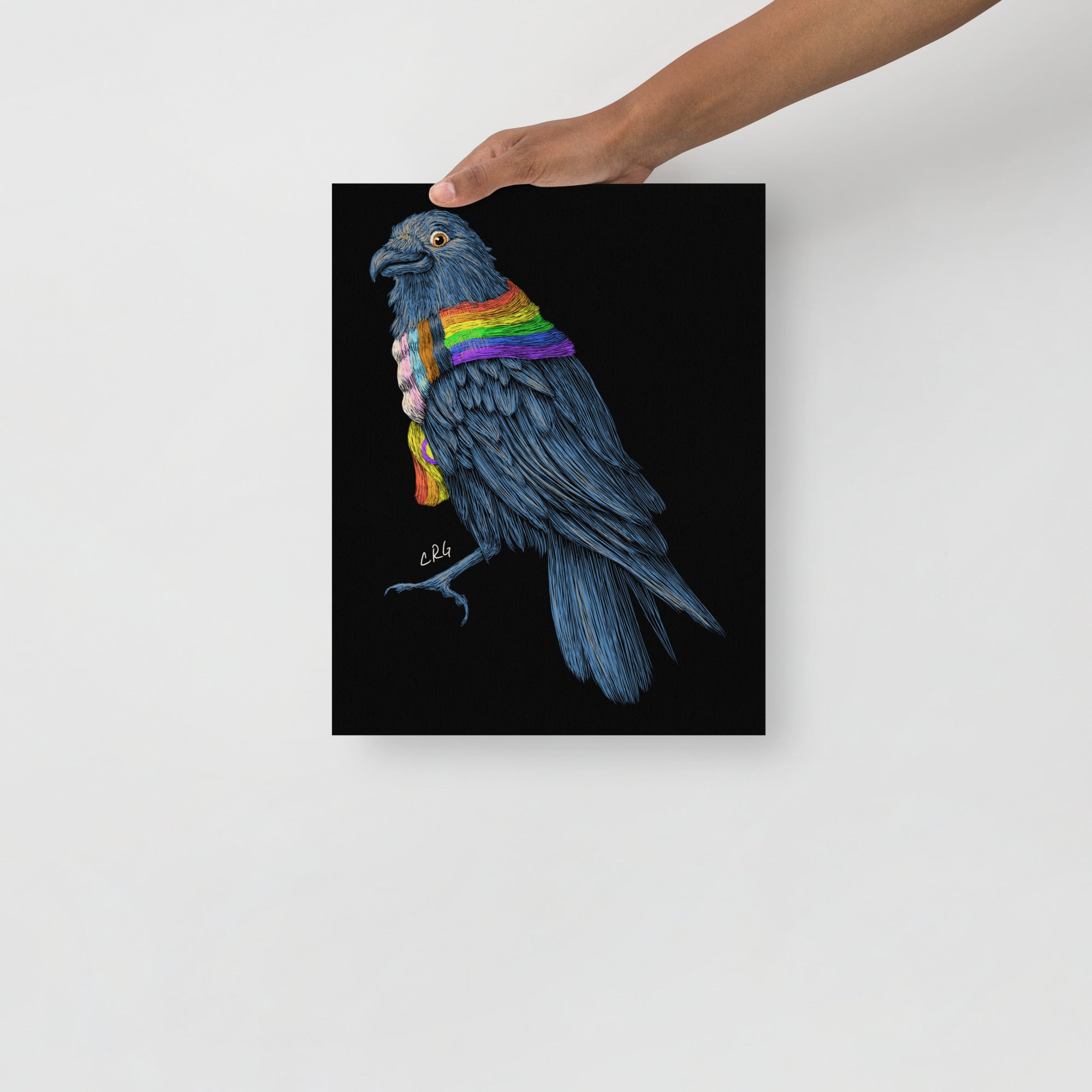 Raven with Pride Scarf Canvas Art Print