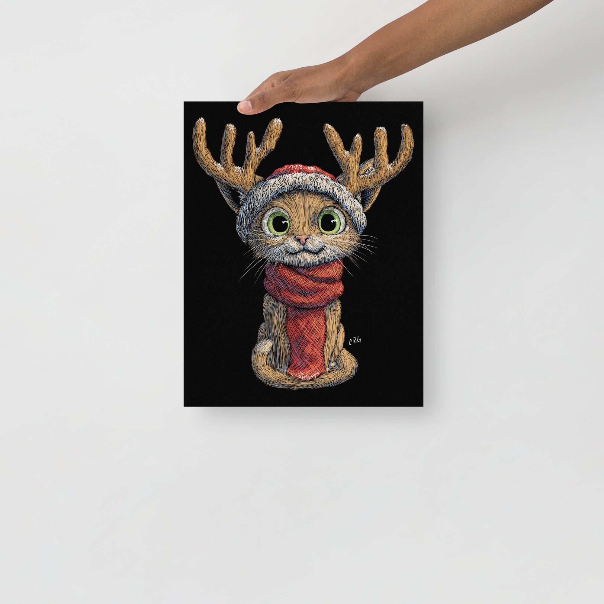 Cat with Santa Hat and Scarf Canvas Art Print