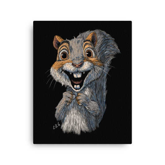 Smiling Gray Squirrel Canvas Art Print