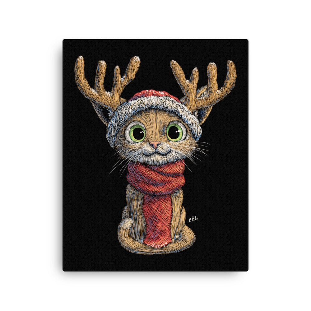 Cat with Santa Hat and Scarf Canvas Art Print