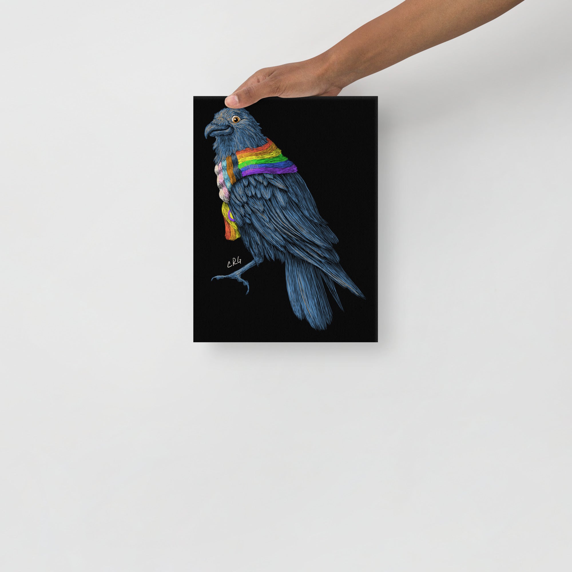 Raven with Pride Scarf Canvas Art Print