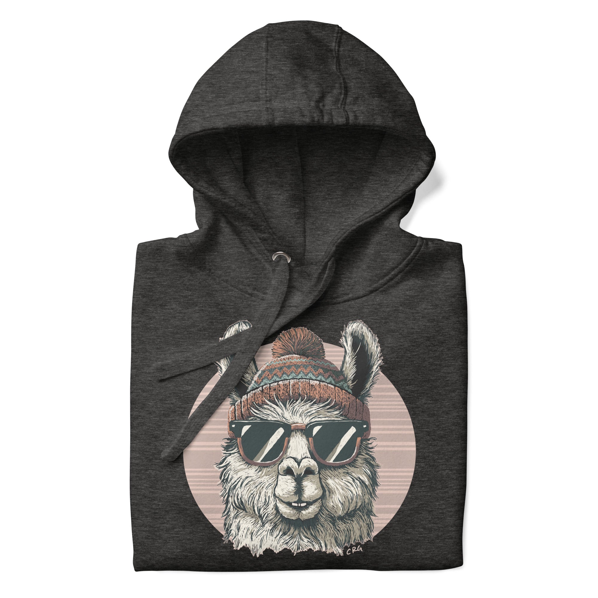 Llama Wearing a Beanie and Sunglasses Hoodie