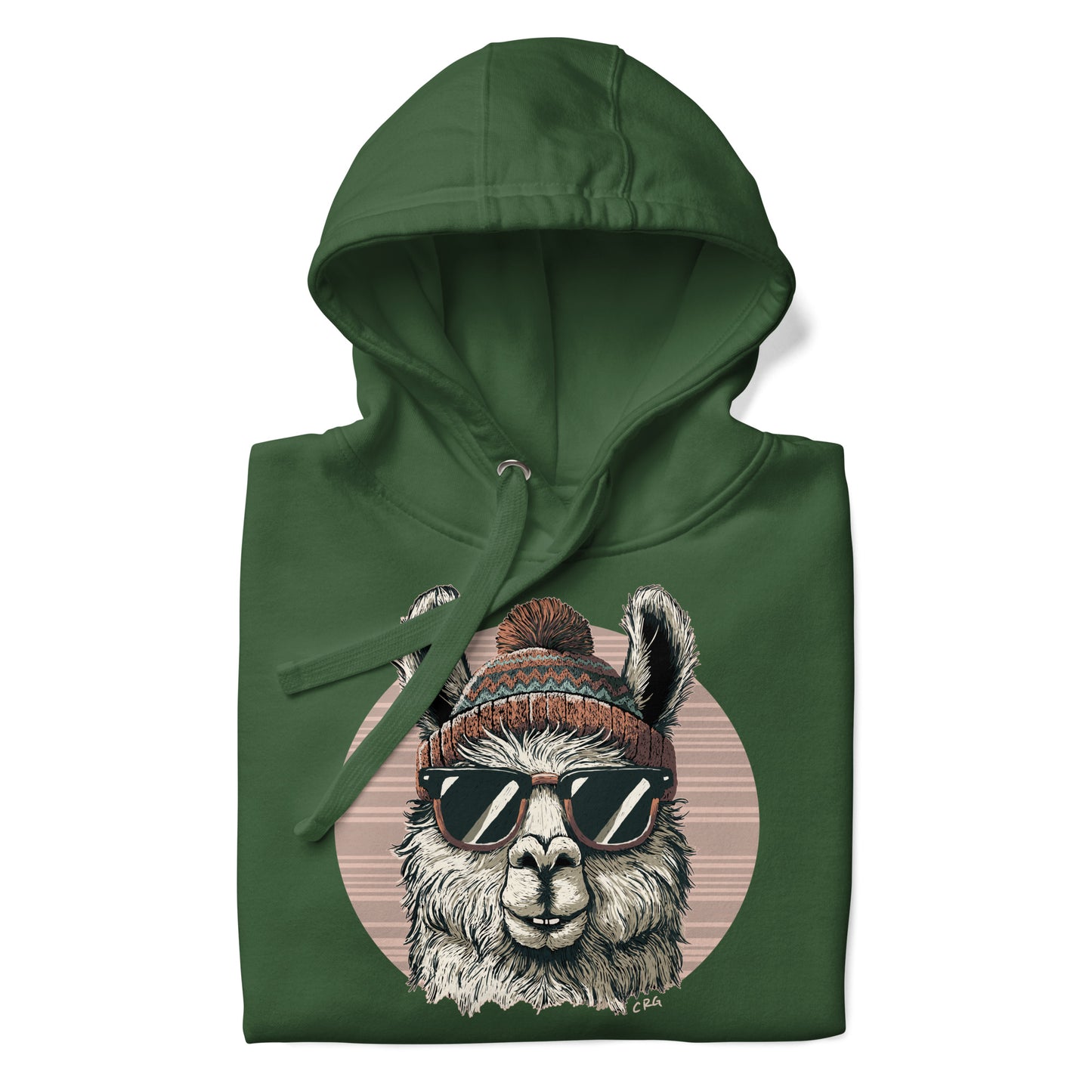 Llama Wearing a Beanie and Sunglasses Hoodie